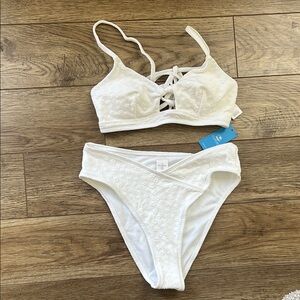 Cupshe NWT White Floral Bikini